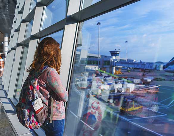 girl at airport window